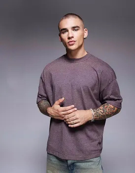 Футболка свободного кроя с заниженной линией плеч ASOS DESIGN, окрашенная в бордовый меланжевый цвет