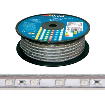 Светодиодная лента Uniel ULS-2835-60LED/m-10mm-IP67-220V-8W/m-50M-YELLOW бобина