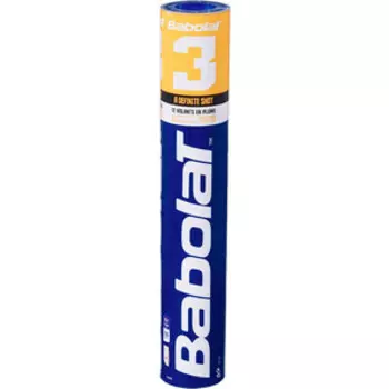 Воланы для бадминтона Babolat 3 (перо/пробка), арт. 551026, уп. 12 шт., высокая скорость, белый
