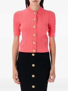 Кардиган фактурной вязки BALMAIN, розовый