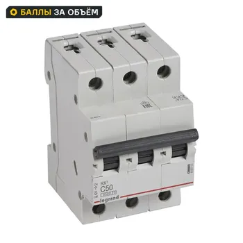 Автоматический выключатель Legrand RX3 3P C50 А 4.5 кА