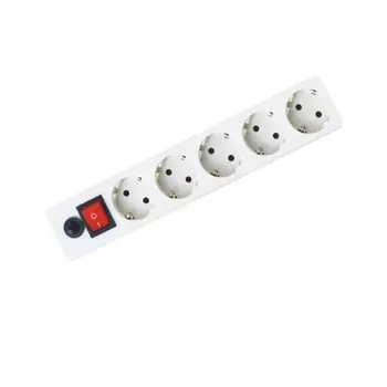 Сетевой фильтр 5 гнезд, 5 м, 3х1 мм, 16 А, белый, General Lighting Systems, 471002