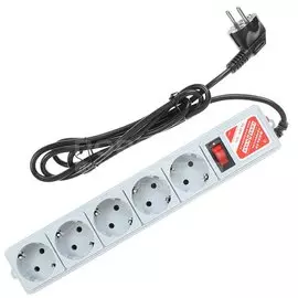 Сетевой фильтр 5 гнезд, 1.9 м, 3х0.75 мм, с заземлением, 2.2 кВт, Power Cube, 330019
