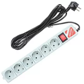 Сетевой фильтр 6 гнезд, 5 м, 5 р с з/к +1 р без з/к, 2.2 кВт, Power Cube, 330080