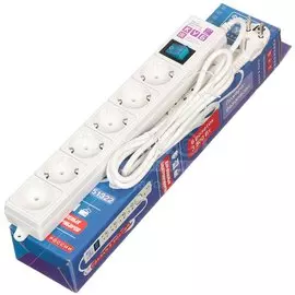 Сетевой фильтр 6 гнезд, 1.9 м, с заземлением, 3.5 кВт, Power Cube, SPG(5+1)-16B-1,9М