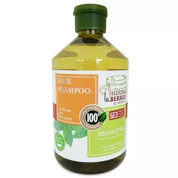Шампунь Herbal&amp;Berries, с экстрактом мяты, для жирных волос, 500 мл