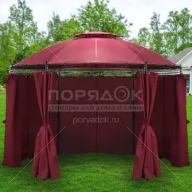 Шатер бордовый, 3.5х3.5х2.8 м, круглый, со шторками и двойной крышей, Green Days