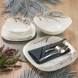 Сервиз столовый стеклокерамика, 15 предметов, на 4 персоны, Daniks, Орфей, W-15Q-130303/291901, белый