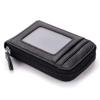 RFID мужской кошелек для карт, унисекс, кошелек, натуральная кожа, визитница, молния, защитный чехол для карт, ID, держатели для банковских карт, кошелек серый