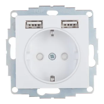 Розетка Systeme Electric AtlasDesign встраиваемая белая 2хUSB-А (ATN000130)