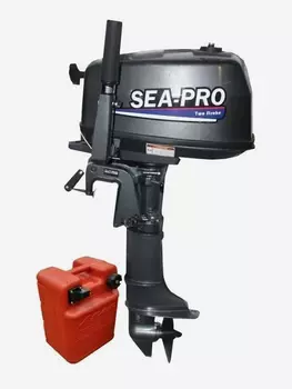 Двухтактный лодочный мотор SEA-PRO T 9.8S New + бак 12л., Серый