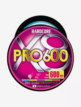 Duel/Yo-zuri, Шнур Hardcore Pro X8 5Color, 600м, 5.0, 0.38мм, 36кг, арт.H3960, Мультицвет