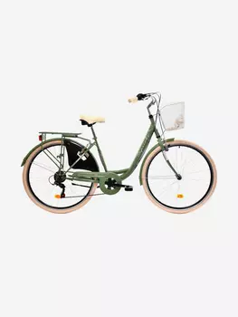 Велосипед CAPRIOLO CITY DIANA ALU (1 X 7), рама алюминий 18'', колёса 28'' (зелёно-оливковый (матовый)), Зеленый