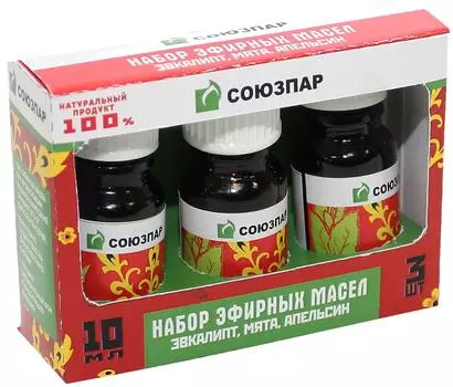 Набор масел эфирных Союзпар эвкалипт мята апельсин 10мл*3шт