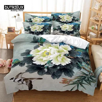 Flowers Duvet Cover Set, Fashion Flower Bedding Set, Soft Comfortable Breathable Duvet Cover, For Bedroom Guest Room Decor EU single(135x200cm)