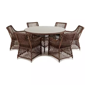 Обеденная группа плетеная, цвет коричневый 4SIS Эспрессо-150 L ECL6T-7-SET brown