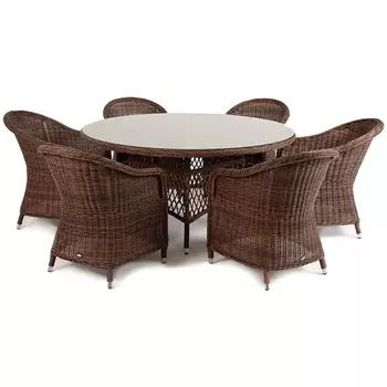 Обеденная группа плетеная, цвет коричневый 4SIS Эспрессо-150 R ECR6T-7-SET brown