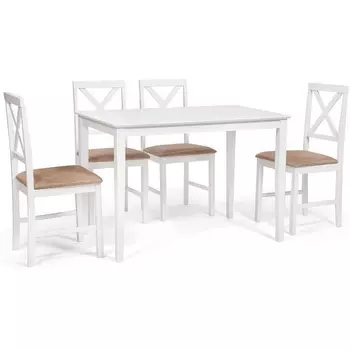 Обеденная группа Tetchair (Дерево гевея,МДФ/Белый)