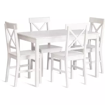 Обеденный комплект Хадсон (стол + 4 стула)/ Hudson Dining Set (mod.0102) (МДФ /Белый) Tetchair