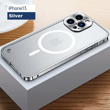 Роскошные чехлы для телефонов MacSafe из алюминиевого сплава для iphone 14 14 pro 13 12 11 pro max MIni с магнитной крышкой iphone 14 чёрный