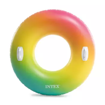 Надувной круг INTEX 58202 с ручками "Цветной вихрь" d. 118см