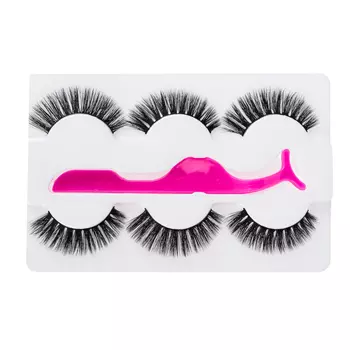 Набор накладных ресниц ЮниLook, 3 пары + пластиковый пинцет