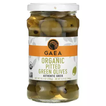 Gaea, Органические зеленые оливки без косточек, 290 г (10,2 унции)