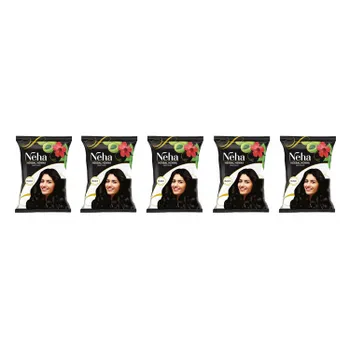 Набор Натуральная хна для волос Черная (5 x 10 г), Herbal Henna Black Set, произв. Neha Herbals