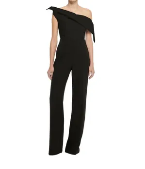 Асимметричный шерстяной шелковый топ черного цвета Roland Mouret