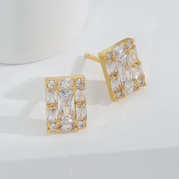 Серьга Eye Square, роскошная, простая, с цирконом, морозная серьга