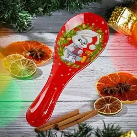 Подставка для ложки, стекло, 8х23.5 см, Daniks, Кролик с подарками