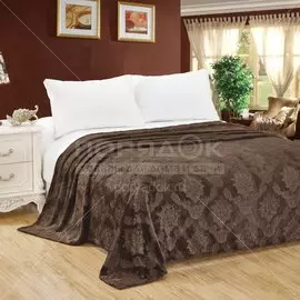Плед 1.5-спальный, 150х200 см, велсофт, 100% полиэстер, Cleo, Парма, коричневый, 150/072-OP