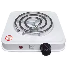 Плита электрическая Irit, IR-8005, 1000 Вт, 1 конфорка, эмаль, механическая, переключатель поворотный, белая
