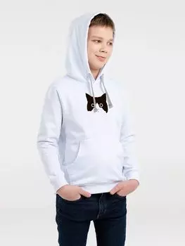 Толстовка с капюшоном детская I See You со светящимся принтом, белая, 8 лет
