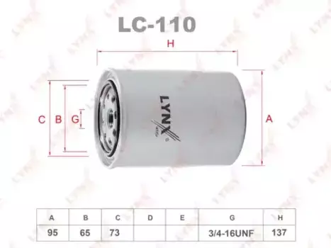 Фильтр масляный LYNXAUTO LC-110 Toyota Land Cruiser 4.0D/TD <93