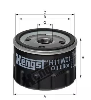 Фильтр масляный HENGST H11W01 Fiat Cinquecento 0.7 91-98, Renault R4/R5/R6/R9/R11 0.8-1.4 <84