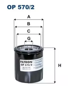Фильтр масляный FILTRON OP 570/2 Opel Astra K 1.0-1.4 15>, Insignia 1.5-2.0 11>