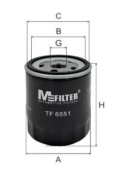 Фильтр масляный MFILTER TF6551 Ford Mondeo III 1.8 16V/2.0 16V 02>, Mazda 3 2.0 03>