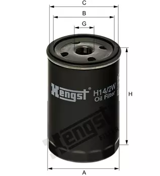 Фильтр масляный HENGST H14/2W Audi 80/100/A6/A4, VW Golf/Venta/Passat/Transporter 1.0-2.3 80>