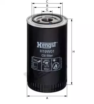 Фильтр масляный HENGST H19W01 KHD, Liebherr