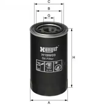 Фильтр масляный HENGST H19W09 Termoking