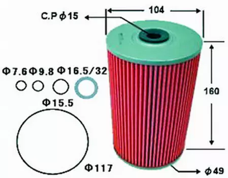 Фильтр масляный JS ASAKASHI OE605J HINO Blue Ribbon EK200 HU2# 83-90, K13U H#3K 90-95, M10U HU23# 85-90, H#2M 9