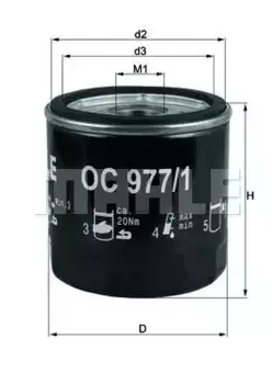 Фильтр масляный KNECHT OC977/1 Audi A3 1/2/1.4TSI, VW Golf 1.2/1.4TSI/Polo 1.4TSI 12>