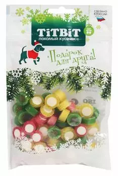 TiTBiT новогодняя коллекция Дольки мармеладные для собак ассорти (100 г)