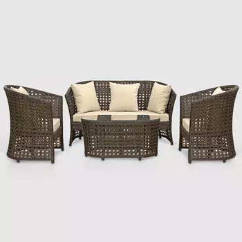 Комплект мебели Ns Rattan Linda коричневый с бежевым 4 предмета