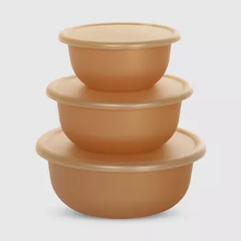 Комплект мисок Lidex Sunrise с крышками золотой 3 шт 1,2 л+2,1 л+3,2 л