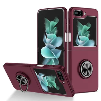 Чехол с кольцом на палец для Samsung Galaxy Z Flip 5 Flip5 Flip4 Flip3 Flip2 Flip 4 3 2 Zflip5 5G, складной чехол для мобильного телефона for Samsung Z Flip 5 чёрный
