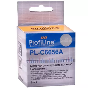 Картридж струйный ProfiLine PL-C6656A (C6656A/C6656A), черный, совместимый, 520 страниц, для HP DJ 450/2400/5550/7150/7350/7550/PSC/1110/OJ 4105/Fax 1240