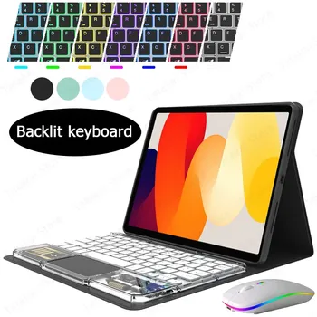 Клавиатура с RGB-подсветкой и тачпадом для Xiaomi Pad 6 Case, 11 дюймов, клавиатура Mi Pad 6, прозрачная стильная клавиатура для Xiaomi Pad 6 Pro Case