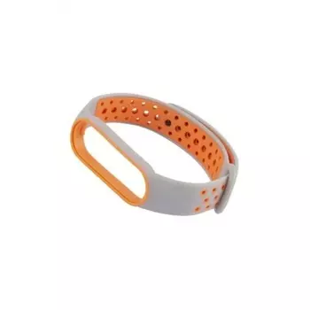Ремешок Red Line силиконовый двухцветный для Xiaomi Mi Band 5/6, серо-оранжевый УТ000025204
